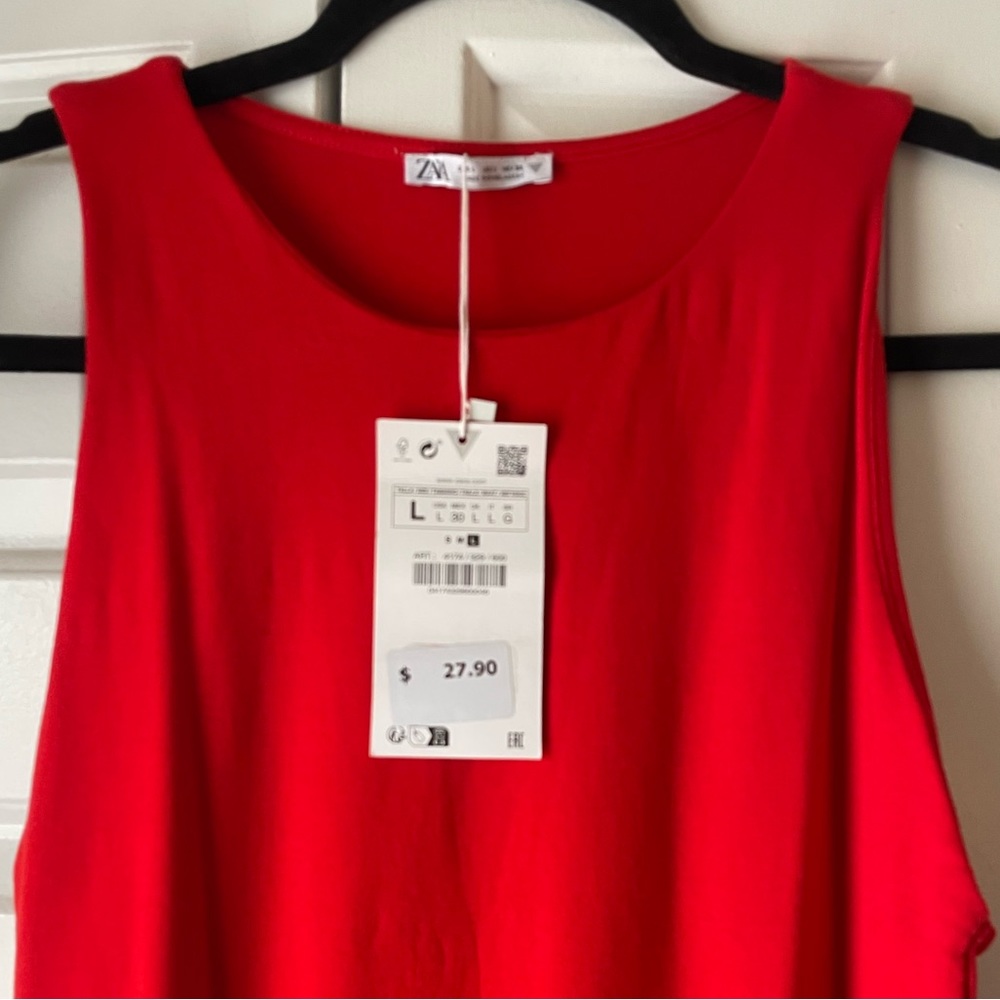 Zara Red Tank Dress - Size L - NWT
